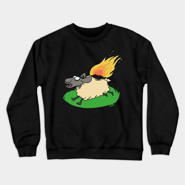 Flaming Sheep (White) Crewneck Sweatshirt by Crownflame